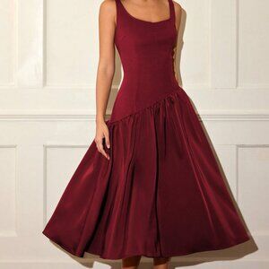 Burgundy Elegant Women's Sleeveless Dress